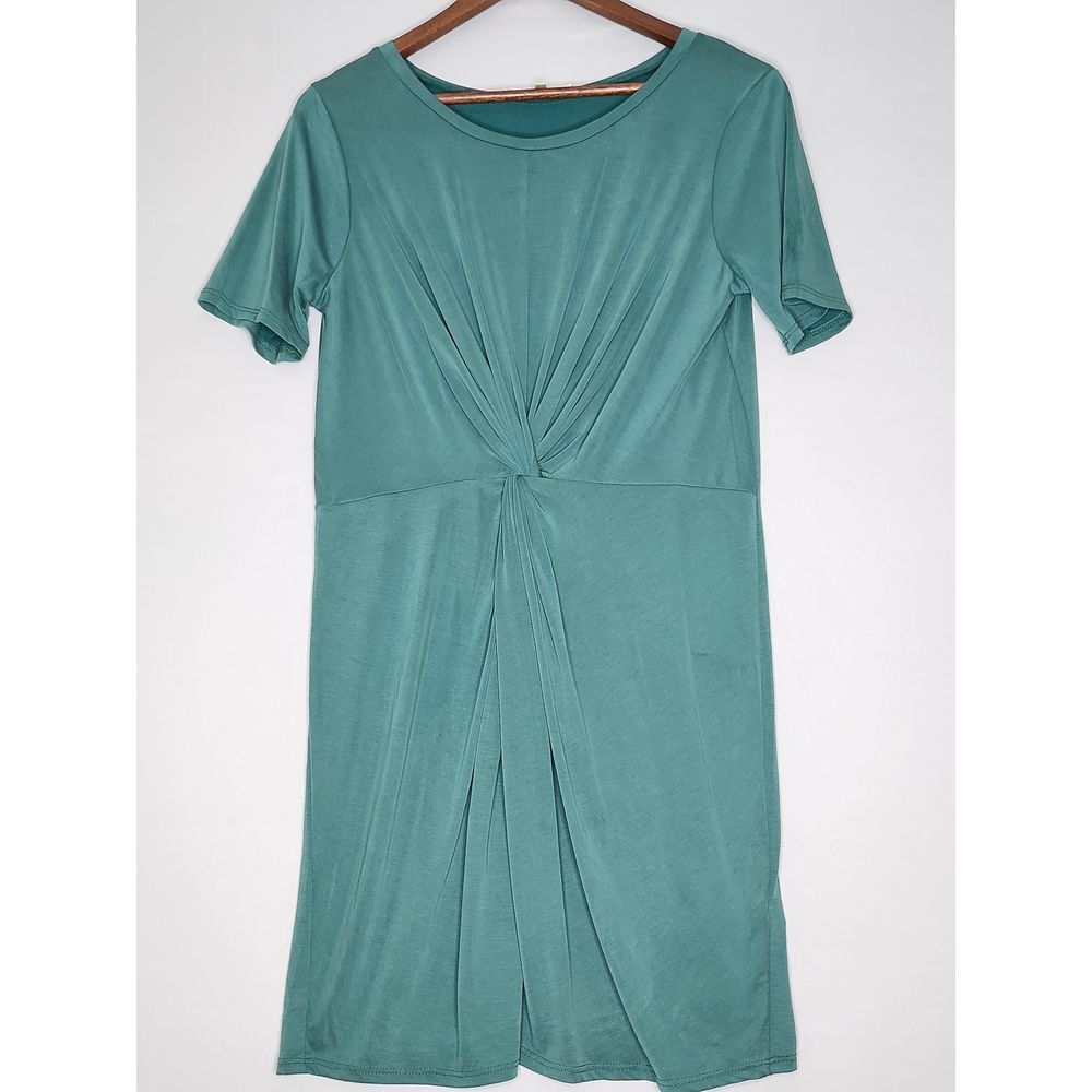 Andree by Unit Twist Knot Dress Size Med Teal Knee length soft Stretch pull over